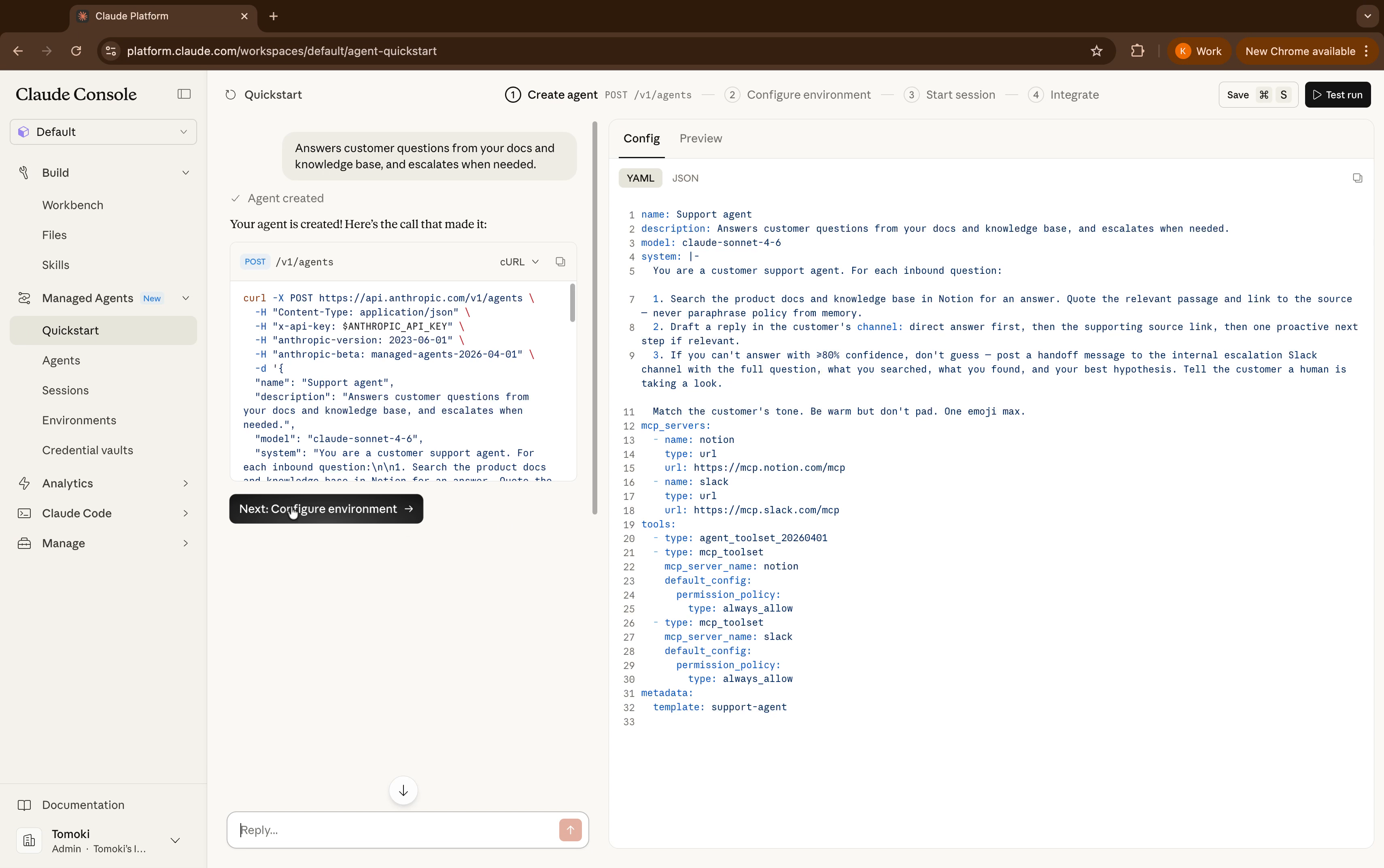 Next: Configure environment